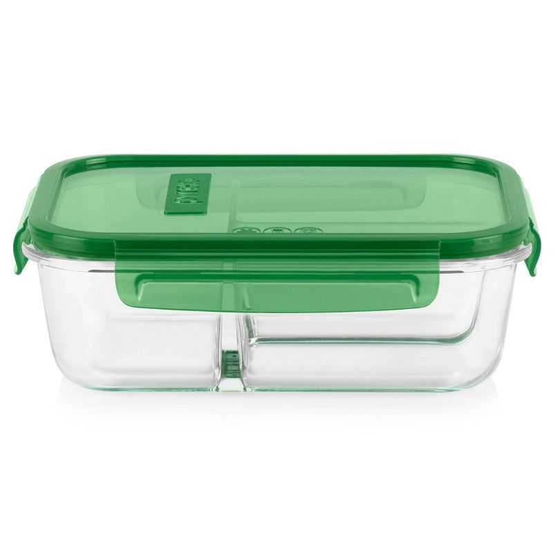 Pyrex 3.8 Cup 3 Compartment Rectangular MealBox Glass Food Storage Container, 1 of 10