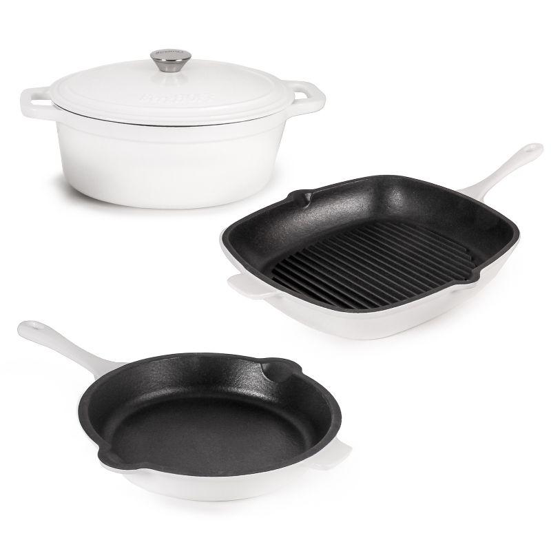 BergHOFF Neo Cast Iron 4Pc Set, Fry Pan 10", Square Grill Pan 11", & 5qt. Covered Dutch Oven, 1 of 9