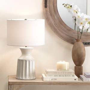 Julian Ceramic Table Lamp Off-White: 3-Way Switch, Cotton Drum Shade - Splendor Home - 1 of 4