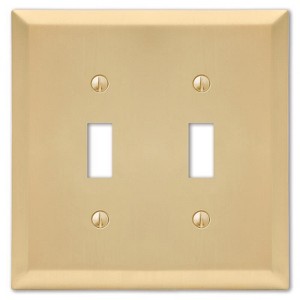 Amerelle Century Satin Brass Brass 2 gang Stamped Steel Toggle Wall Plate 1 pk - 1 of 1