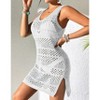 Women's Crochet Sleeveless Mini Dress - Openwork Knit V-Neck Side Slit Cover Up for Beach & Vacation - 3 of 4