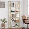Homhougo Bookshelf, Open Modern Bookcase Shelf Storage Organizer, 5-Tier Bookcase with Metal Frame (White, Gold) - 4 of 4
