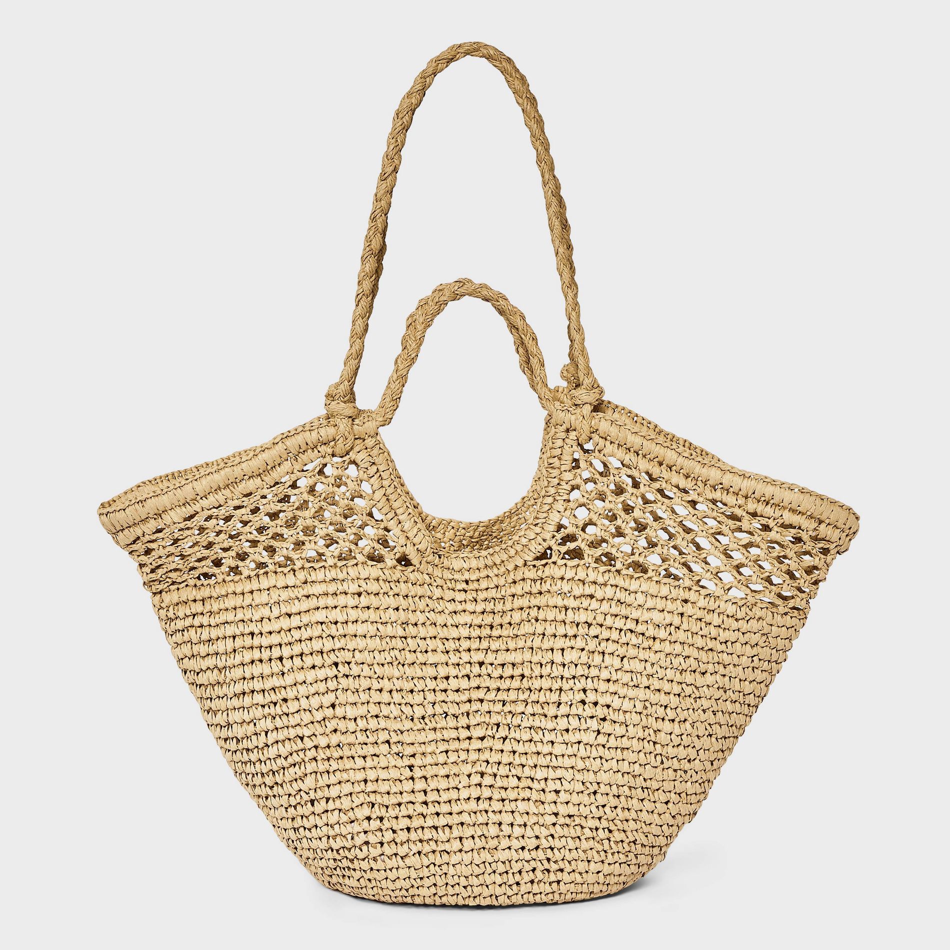 Straw Crochet Fan Tote Bag - A New Day™ Natural