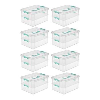 Sterilite Convenient Home 2-Tier Layer Stack Carry Storage Box, Clear