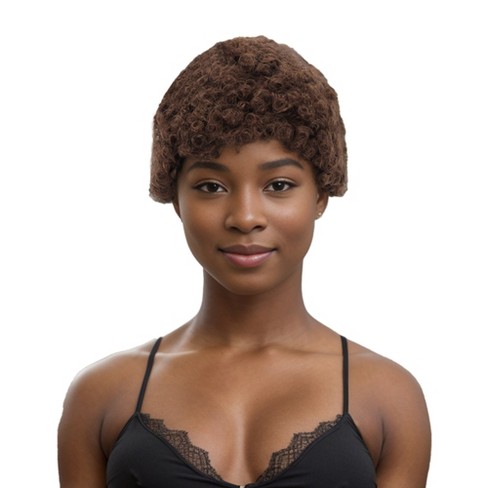 Unique Bargains Women's Halloween Curly Short Hair Wig Real Human Hair 3in 1 Pc - image 1 of 4