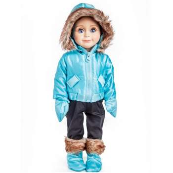 The Queen's Treasures 18 Inch Doll Complete 6 Pc Blue  Ski Wear Clothes