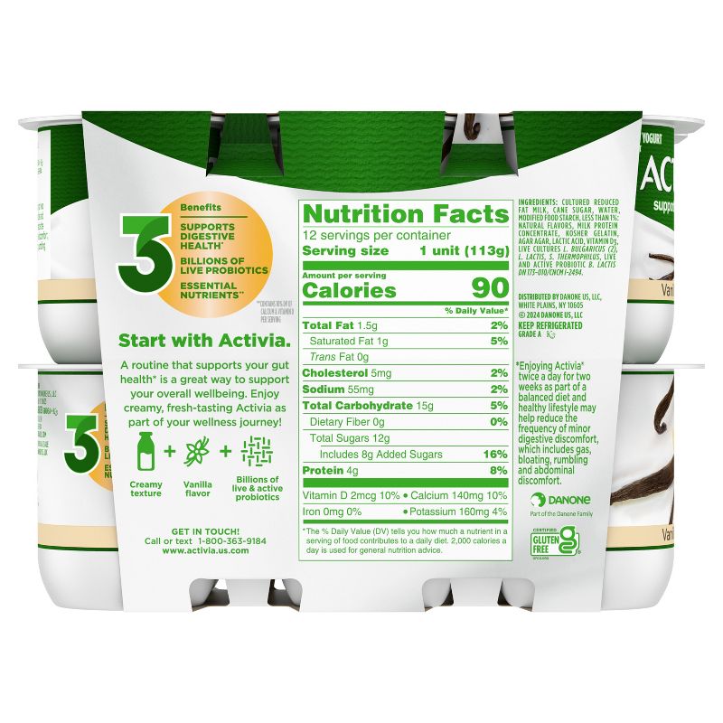 Activia Low Fat Probiotic Vanilla Yogurt - 12ct/4oz Cups, 5 of 12