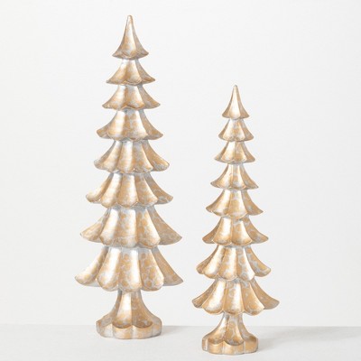 Sullivans Tabletop Tree Set of 2, 17.5"H & 14"H Gold