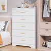 GustoWave Wood Triangle Pattern Dressers with 5 Drawers, Modern Bedroom Chest of Drawers with Gold Handles, Wooden Tall Nightstand - 2 of 4