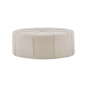 Christopher Knight Home Clare 48" Oval Tufted Upholstered Fabric Solid Wood Ottoman with Button Accent - 1 of 4