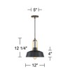 Possini Euro Design Black Warm Brass Mini Pendant Lighting Fixture 12" Wide Farmhouse Rustic for Dining Room House Home Kitchen Island High Ceilings - 4 of 4
