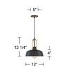 Possini Euro Design Black Warm Brass Mini Pendant Lighting Fixture 12" Wide Farmhouse Rustic for Dining Room House Home Kitchen Island High Ceilings - image 4 of 4