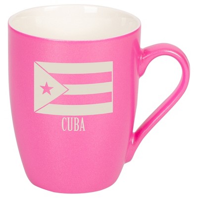 Elanze Designs Cuba Cuban Flag 10 Ounce Ceramic Laser-Etched Engraved Drinkware Mug, Metallic Princess Pink