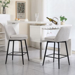 CAVINAS 360° Swivel Bar Stools Set of 2,Linen Upholstered Counter Stools with Backrest,35.8" Barstools with Metal Legs for Kitchen Counter - 1 of 4
