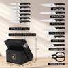 imarku Knife Set with Block, Sharp Knives Set with Sharpener, Stainless Steel Kitchen Knife Set Ergonomic Handle, Dishwasher Safe, 14 PCS, Black - 2 of 4