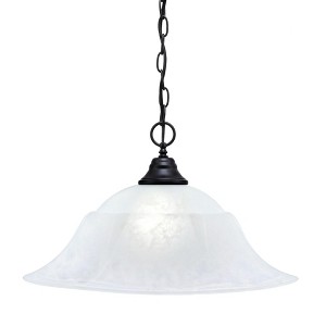 Toltec Lighting Any 1 - Light Pendant in  Matte Black with 20" White Marble Shade - 1 of 1