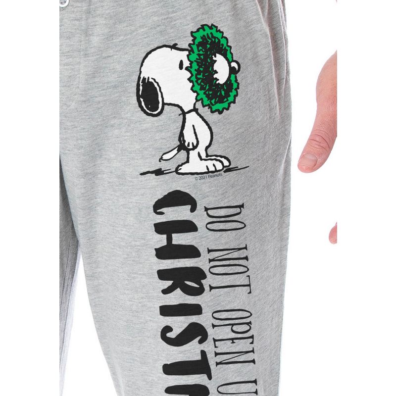 Peanuts Adult Snoopy Christmas Character Loungewear Sleep Pajama Pants Heather Grey, 3 of 4