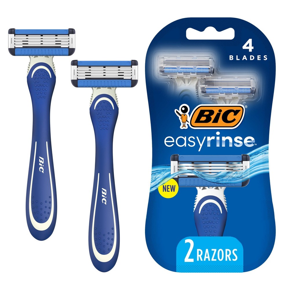 BIC EasyRinse Anti-Clogging Men s Disposable Razors  4 Blades  2 Count