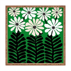 Modern Tropical Mod Flower Garden Black White Square Bamboo Tray - Deny Designs - 1 of 2