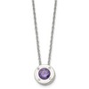 Chisel Stainless Steel Cubic Zirconia February Birthstone Circle Pendant on a 20" Multi-Link Chain Necklace - 2 of 4