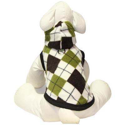 Gooby Argyle Fleece Hoody for Dogs, XLarge, Green