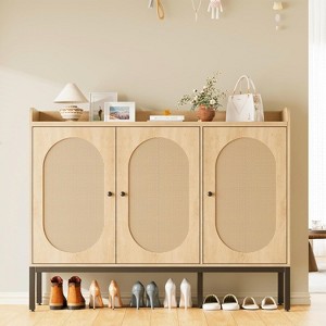 Coucheta Rattan Shoe Cabinet - 6-Tier 3-Door Storage with Adjustable Shelves - 1 of 4