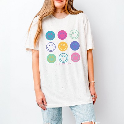 Simply Sage Market S.W.Smiley Stacked Smiley Faces Short Sleeve Tee