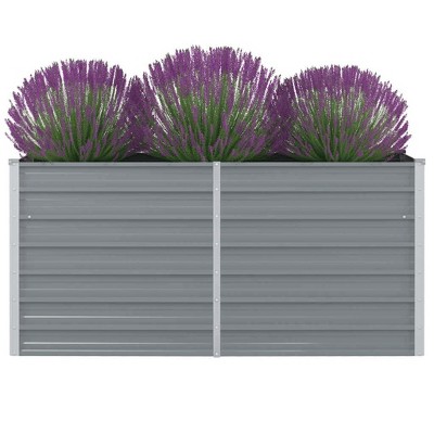 vidaXL Raised Garden Bed Grey Galvanized Steel 63x31.5x30.3 in Durable
