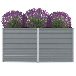 vidaXL Raised Garden Bed Grey Galvanized Steel 63x31.5x30.3 in Durable - 1 of 4