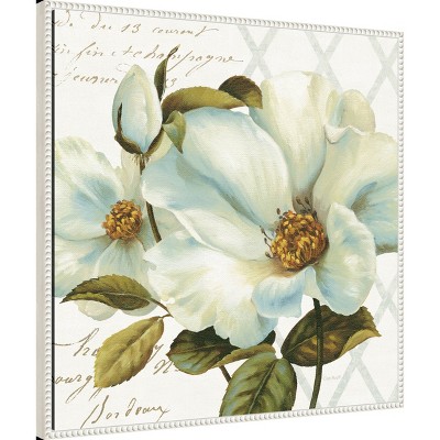 Amanti Art White Floral Bliss II by Lisa Audit Canvas Wall Art Print Framed 30 x 30