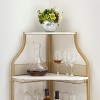 5-Tier Corner Bar Cabinet with Glass Holder & Barn Door, Farmhouse Liquor Storage with Adjustable Shelf for Kitchen, Dining Room, Home Bar, Gold - 3 of 4