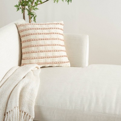 Blush Pink and Ivory Woven Lines Throw Pillow
