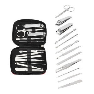 Unique Bargains Animal prints Nail Clipper Kit Red Silver Tone 12-piece Set - 1 of 4