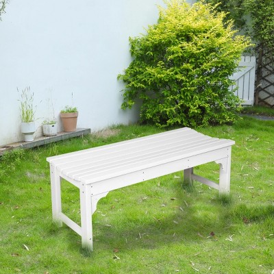 Backless HDPE Adirondack Bench With Wood Texture,Patio Armless Chairs With UV Protection,Outdoor Armless Chairs For Patio,Backyard-Cuddlewood