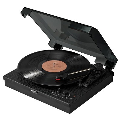 Black Belt Drive Stereo Turntable with Bluetooth and Speakers