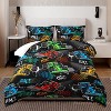 Boersma Child's Cartoon Racing Car Comforter for Boys' Racecar Bed Decor,Colorful Car Pattern Black Comforter Toddler Bedding Set,Cool Extreme Sports - 2 of 4