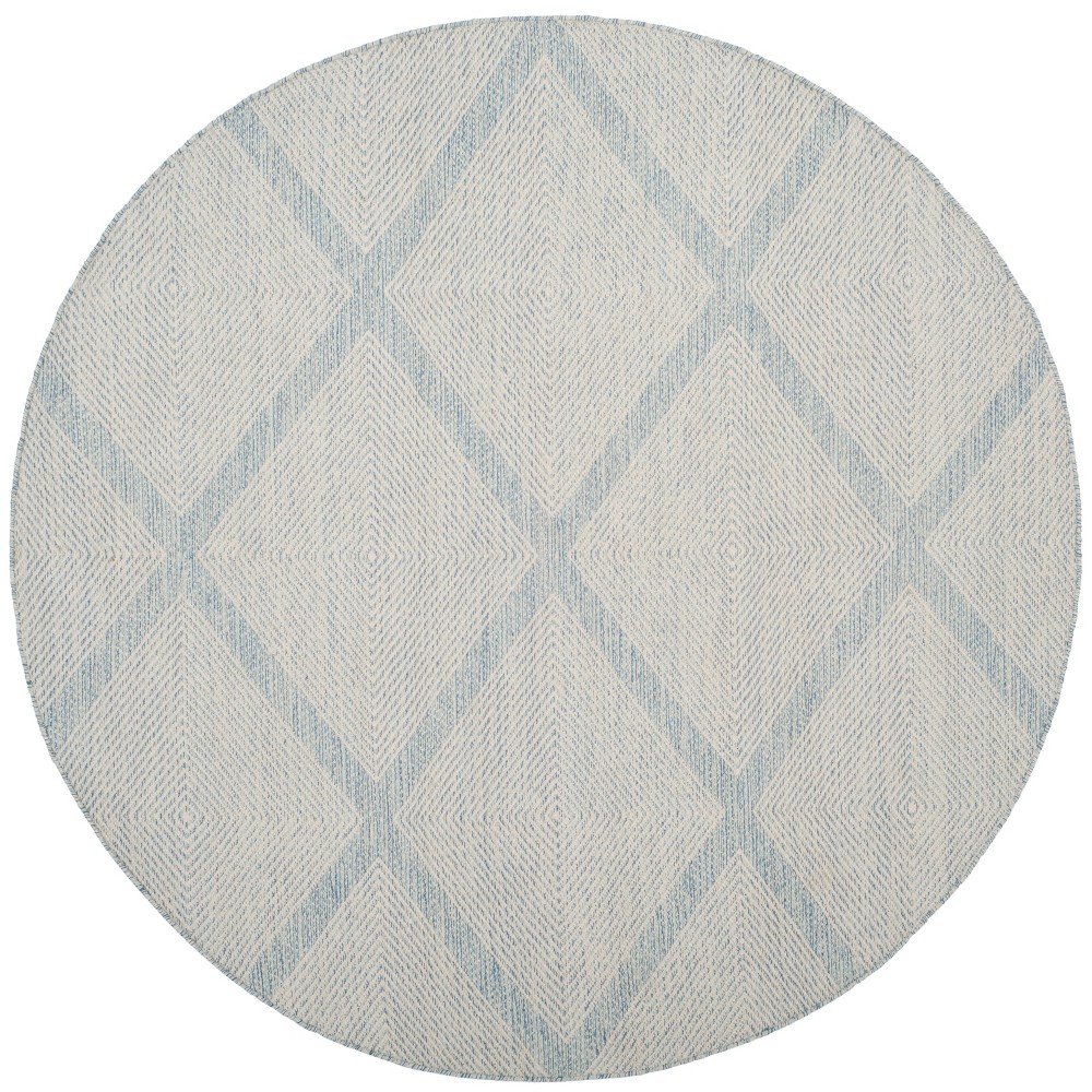 Light Blue Abstract Flatweave Woven Round Area Rug - (6') - Safavieh