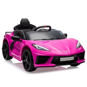 Jojoka 12V Kids Ride on Car Licensed Corvette Battery Powered Sports Car w/ Remote Control,Visual Dashboard,LED Lights,Music - 1 of 4