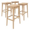 Plank+Beam 30" Bar Stool, Wood Modern Kitchen Stool, Saddle Seat Backless Bar Height Chair with Metal Footrest - 2 of 4