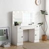 Vanity table with lighted mirror, vanity desk with 3 drawers and storage cabinet,3 color lighting modes adjustable brightness, white color - 3 of 4