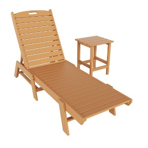 WestinTrends 2 Pieces Poly Outdoor Patio Chaise Lounge Chair with Side Table Set - 1 of 4