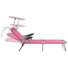 vidaXL Sun Lounger with Canopy Steel Pink - 4 of 4