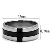 Slickblue Men’s Silver Wide Band Ring – Jet Black Square Synthetic Crystal, Polished Stainless Steel, Sizes 8 to 13 - 2 of 4