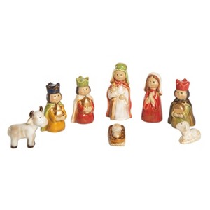 Transpac Ceramic 10 in. Multicolored Christmas Nativity Figurines Set of 8 - 1 of 2