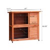GDFStudio Longman Outdoor 41" Metal and Wood 2-Story Rabbit Hutch with Non-Slip Ramp and 2 Removable Trays - 3 of 4