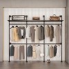 VYNXARIA Industrial Pipe Clothing Rack: 118.3'' Reversible, Heavy Duty, with LED, Shelves, for Wardrobe, Walk - in Closet, Black (Three) - 2 of 4