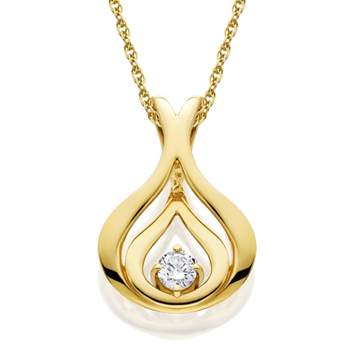 Pompeii3 Natural Round-Cut Diamond Solitaire Pendant & Chain 10K Yellow Gold 5/8" Tall