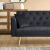 71'' Velvet 2-Seater Convertible Sofa with Pillows, Golden Metal Legs and American Retro Design - 4 of 4