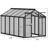 Greenhouse, Aluminum Polycarbonate Greenhouse for Outdoor Use with Roof Vents, Large Aluminum Walk-In Greenhouse with Sliding Lockable Door - 2 of 4