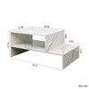 Modern Coffee Tables for Living Room, LED Coffee Table, Storage Coffee Table, Wood Center Table with 2 Drawers and Open Side Shelf, White - 2 of 4